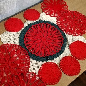 Holiday Poinsettia Doilie Table Setting